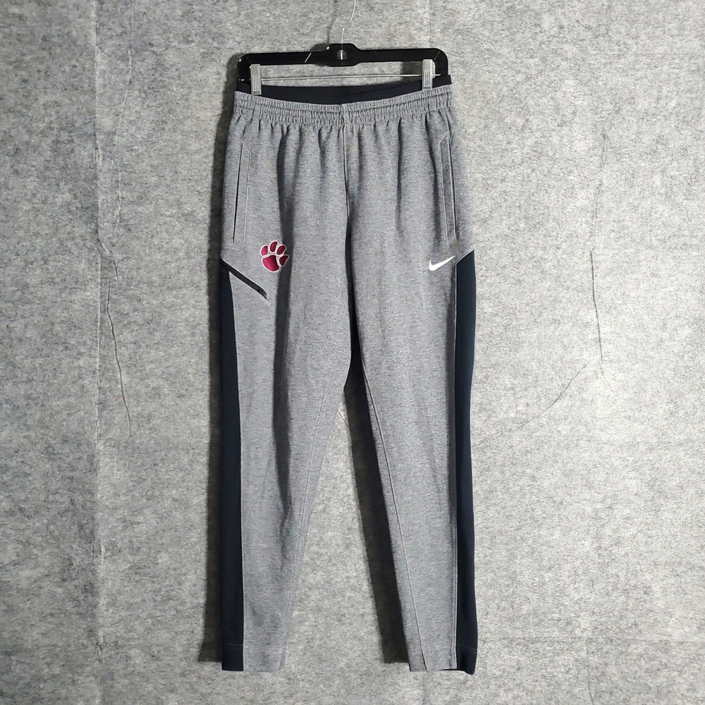 Nike Jogger Pants Men M Gray Black Clemson Tigers Paw Logo Athletic Training Fit